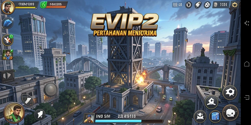 Tampilkan gameplay menantang Tower Defense di EVIP2.