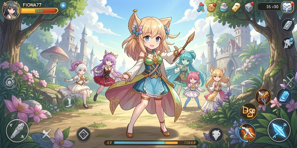Tampilan grafis menakjubkan dari gameplay FIONA77 yang memukau.