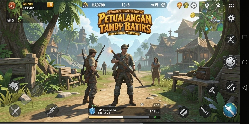 Screenshot HAO788 menampilkan keindahan dunia terbuka yang luas.