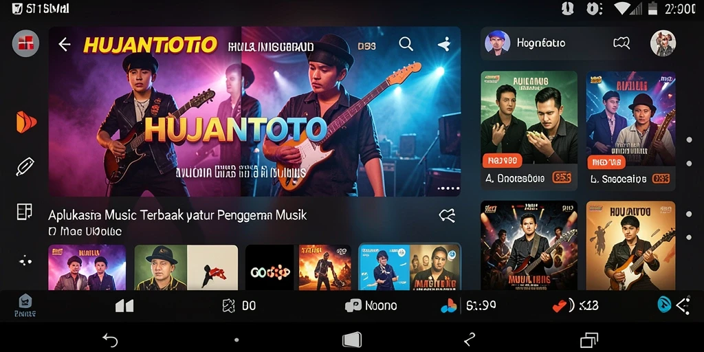 Screenshot gameplay HUJANTOTO menampilkan antarmuka musik yang menarik.