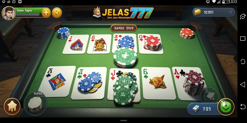 Gameplay seru JELAS777 dengan kartu gaple yang menarik.