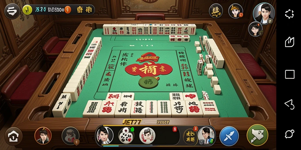 Tampilan gameplay seru dalam permainan Mahjong JET77.