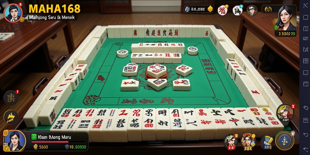 Tampilan screenshot utama MAHA168 dengan gameplay Mahjong yang seru.