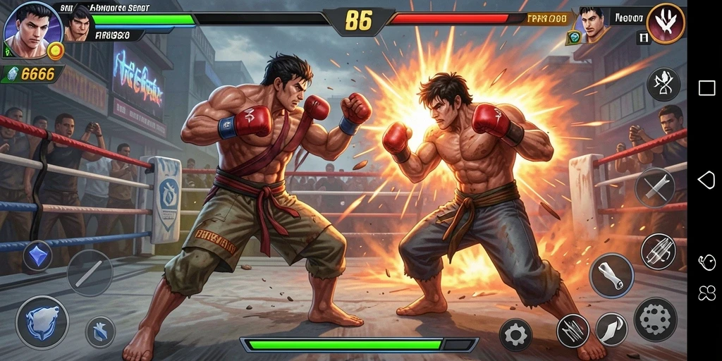 Gameplay RR666 yang penuh aksi dan pertarungan intens.