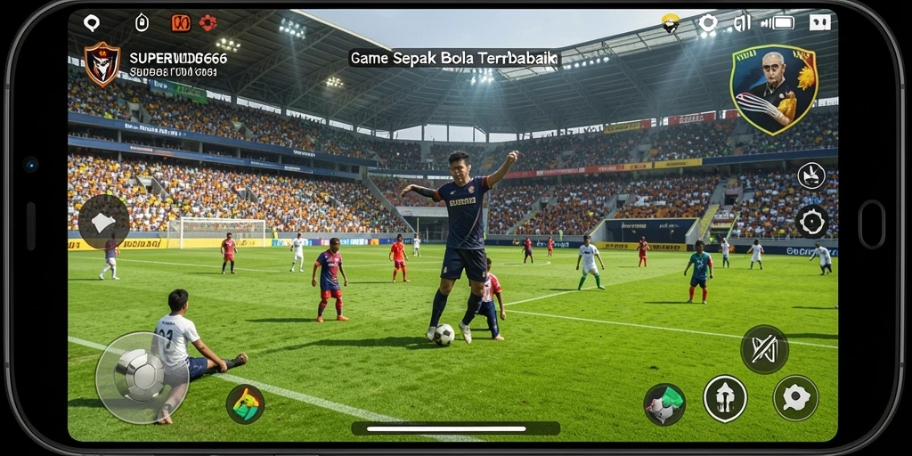 Screenshot gameplay SUPERWD666 menampilkan aksi sepak bola yang seru dan mendebarkan.