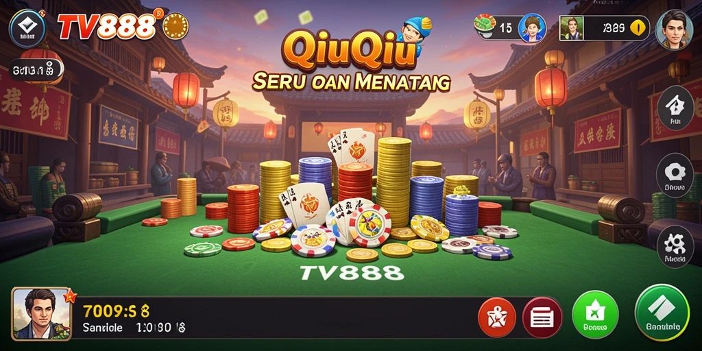 Tampilan gameplay QiuQiu yang mendebarkan di TV888.