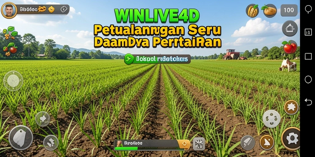 Tampilan gameplay <strong>WINLIVE4D</strong> dengan aktivitas pertanian yang seru.